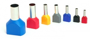 НШвИ(2) 0.5-8, Наконечник изол. штыревой, втулочный (двойной), КВТ, белый, 2х0,5mm², Lконт=8mm, DIN 46228