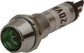 N-701G, Лампа неоновая с держателем, Kwang-Hwa, зеленый, 220V, Ø8,5mm