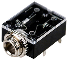 ST-214C (K211), Гнездо/разъем аудио, 3.5мм, стерео, пласт. на корпус с гайкой, DRAGON