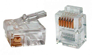 6P4C, (RJ-12), Разъем телефонный, Hyperline