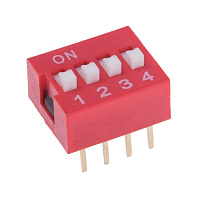 DS-04, DIP-SWITCH, Переключатель, кол-во секций - 4, ON-OFF, 0,05A/12ВDC