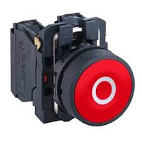 XB5AA4322, Кнопка, 22mm, 1НЗ с белой маркировкой " O " с возвратом, Schneider, красный