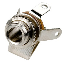 PY-302, Разъем аудио 3.5мм "гн"моно металл на корпус с гайкой, Китай, в панель