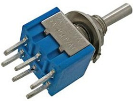 MTS-203-A2, Тумблер, DPDT 6P, ON-OFF-ON, 3A, 250VAC, Jietong Switch