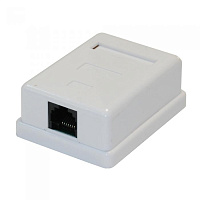 03-0122, FD-6165+S, Розетка компьютерная, накладная, 1xRJ45, гнездо с торца, экран, 5кат, REXANT