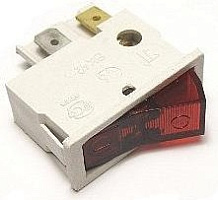 ВК42-21-202011-00УХЛ4, Переключатель клавишный, белый корпус, ON-OFF, Россия, 10A, 220V, красный