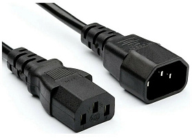 6007.0214, Шнур сетевой, IEC C13 "мама",IEC C14 "папа", Schurter, 2m, 3х1mm², 10A, 250V, черный