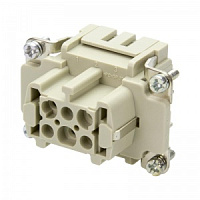 09 33 006 2716, Han 6 ES розетка клеммная, 6кнт, HARTING, 500V, 16A, серый, -40...125°С