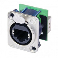 NE8FDP, Neutrik, Адаптер проходной RJ45 Ethercon в корпусе D-посадки, никель, Cat 5E, TIA/EIA 568B