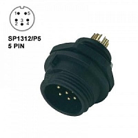 SP1312/P5N, Вилка на панель, пайка, без крышки, WEIPU, 180V, 5A, 5кнт, IP68, нейлон 6.6
