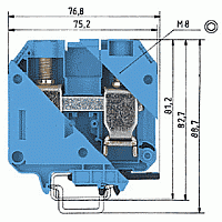 57.570.0155.6, Клемма WKN 70 /U BLAU, WIELAND, 800V, 179A, синий