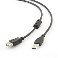 CCF-USB2-AMBM-6, Кабель USB 2.0 AM/AB (пакет) экран., позолочен. контакты, феррит. кольцо, Gembird, L=1,8m, черный